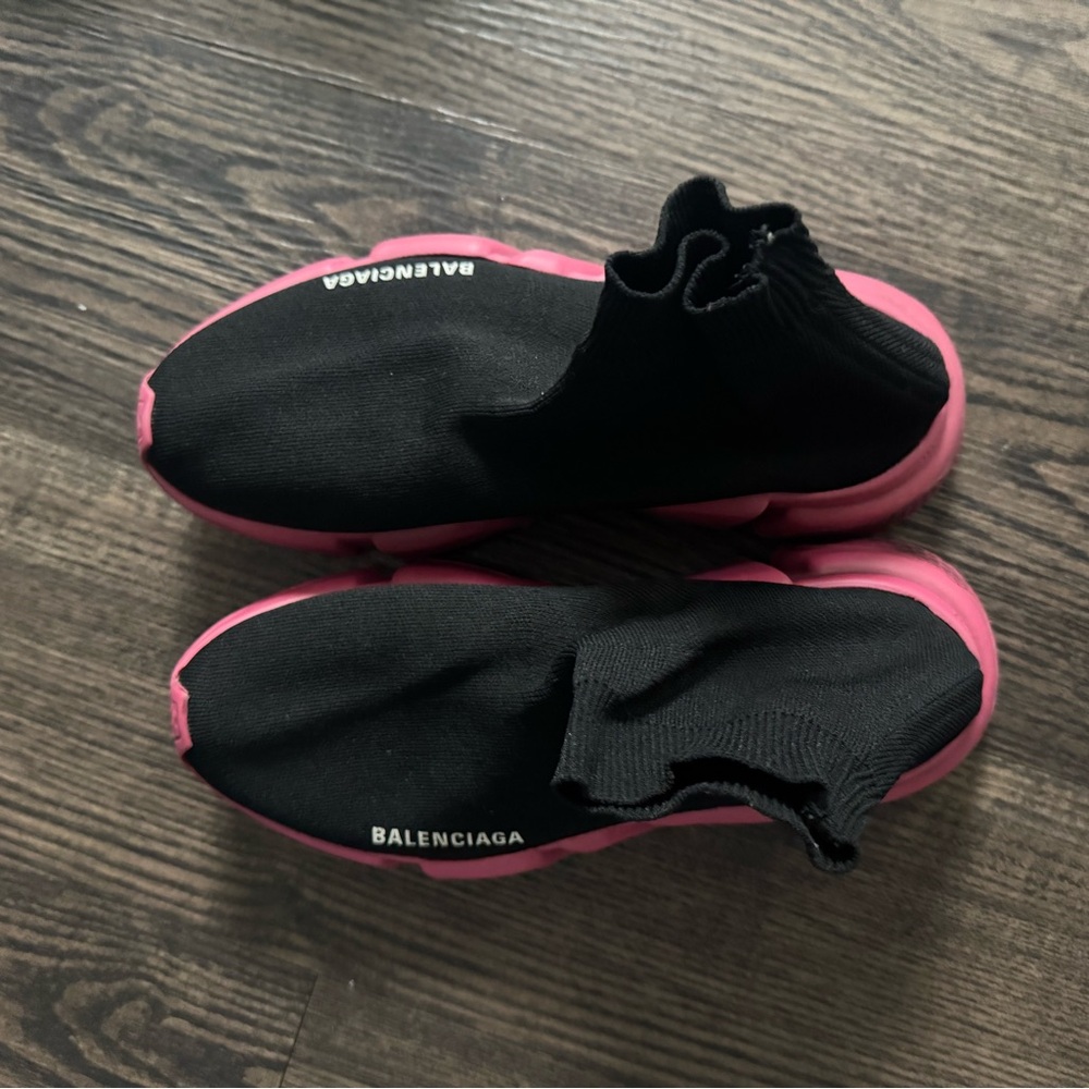 Balenciaga Black and Pink Sock Sneakers